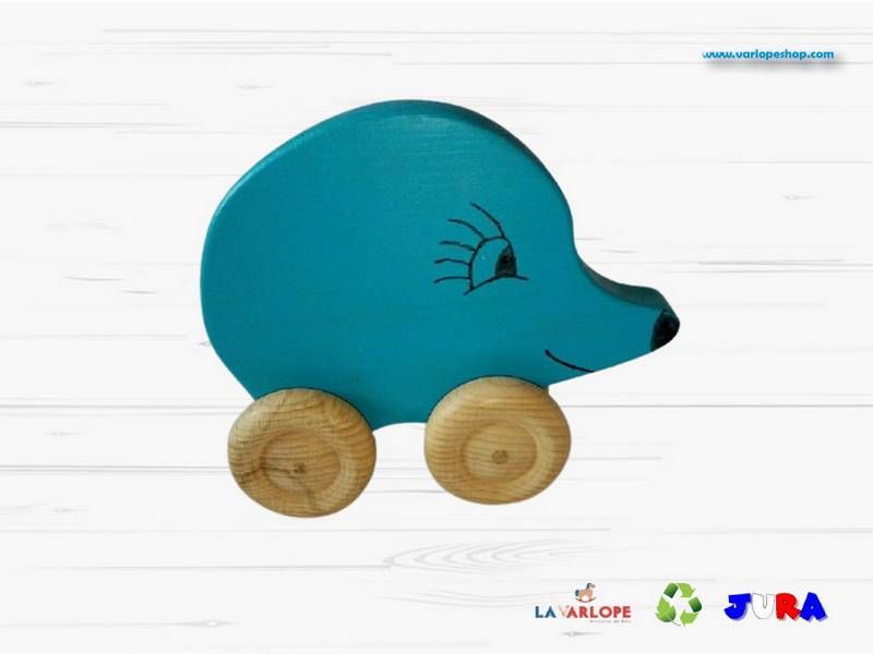 Hérisson bois bleu jouet pousser La Varlope