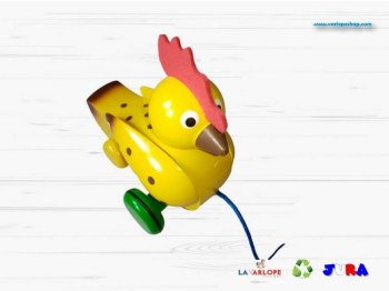 Poule à tirer en bois 