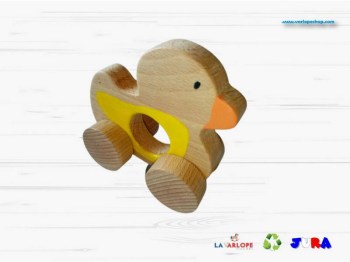 Poussin à roulettes en bois pour enfant