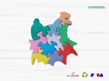 Puzzle en bois qui représente une poule sur son nid