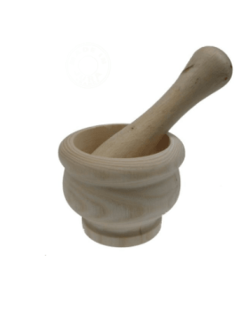 mortier avec pilon en bois